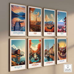 Loch Lomond Travel Poster among other stunning travel posters showcasing famous cities and landscapes.