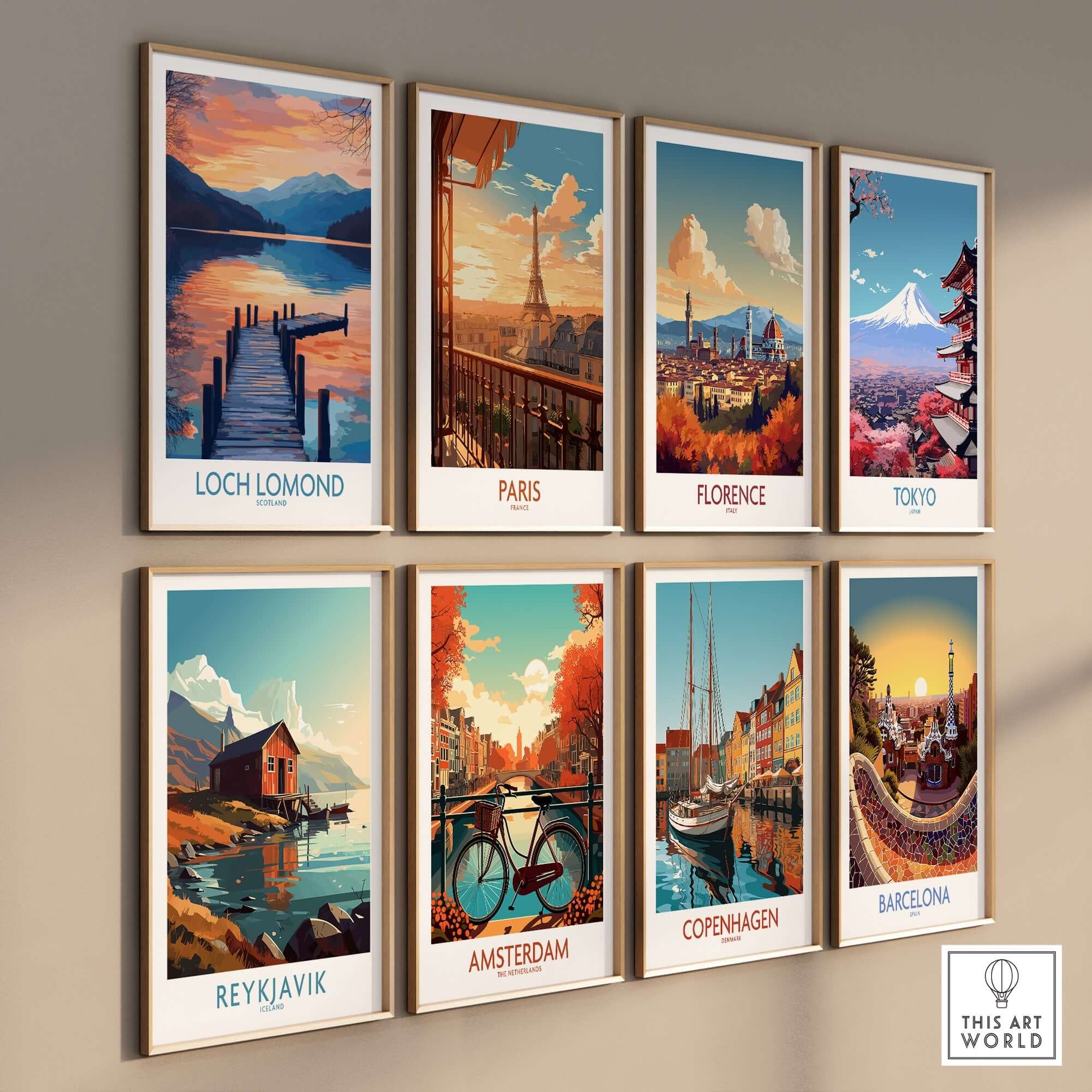 Loch Lomond Travel Poster among other stunning travel posters showcasing famous cities and landscapes.