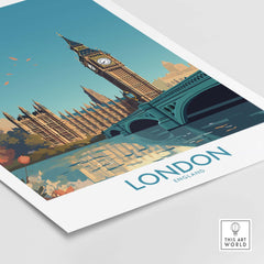 London Big Ben wall art print featuring modern style design and vibrant colors, perfect for home decor and gifts.