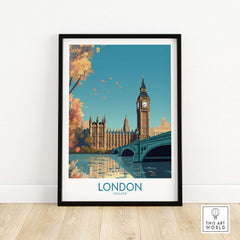 London Big Ben wall art print featuring vibrant colors and modern style, perfect for home décor and travel enthusiasts.