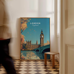 London Wall Art Print featuring Big Ben and the Houses of Parliament in vibrant colors.