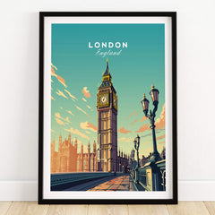 London Poster Big Ben featuring iconic clock tower in vibrant colors, perfect for home decor and travel enthusiasts.