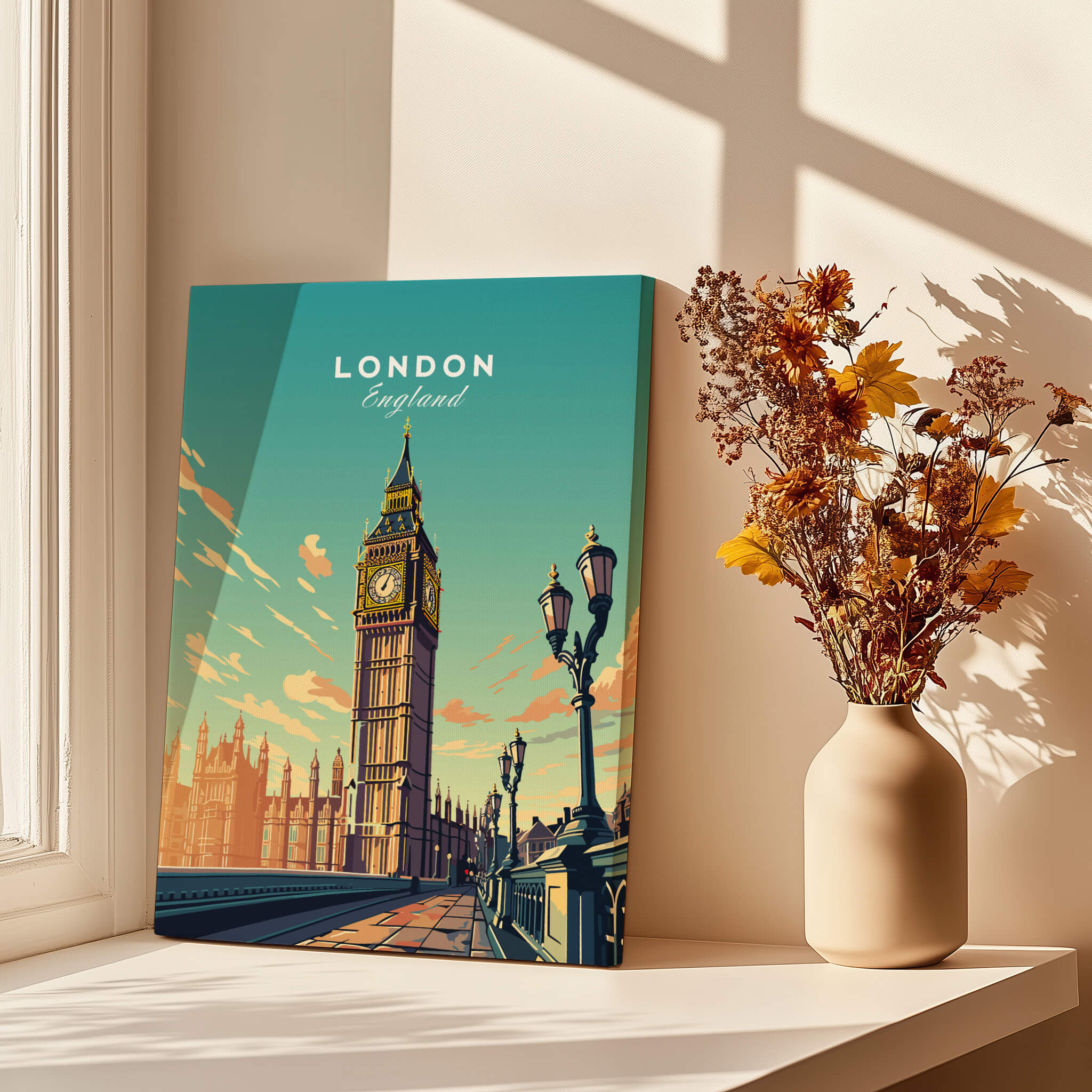 London Poster Big Ben showcasing the iconic Big Ben against a vibrant backdrop.