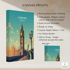 London Poster Big Ben canvas print featuring iconic Big Ben and Westminster in vibrant colors.