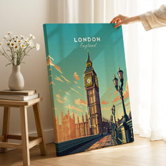 London Poster Big Ben featuring a vibrant illustration of Big Ben and Westminster in a stylish decor setting.