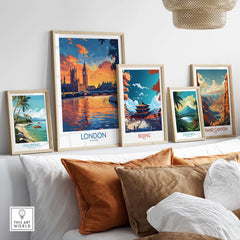 London Print | River Thames & Big Ben Wall Art displayed in a modern living room setting.