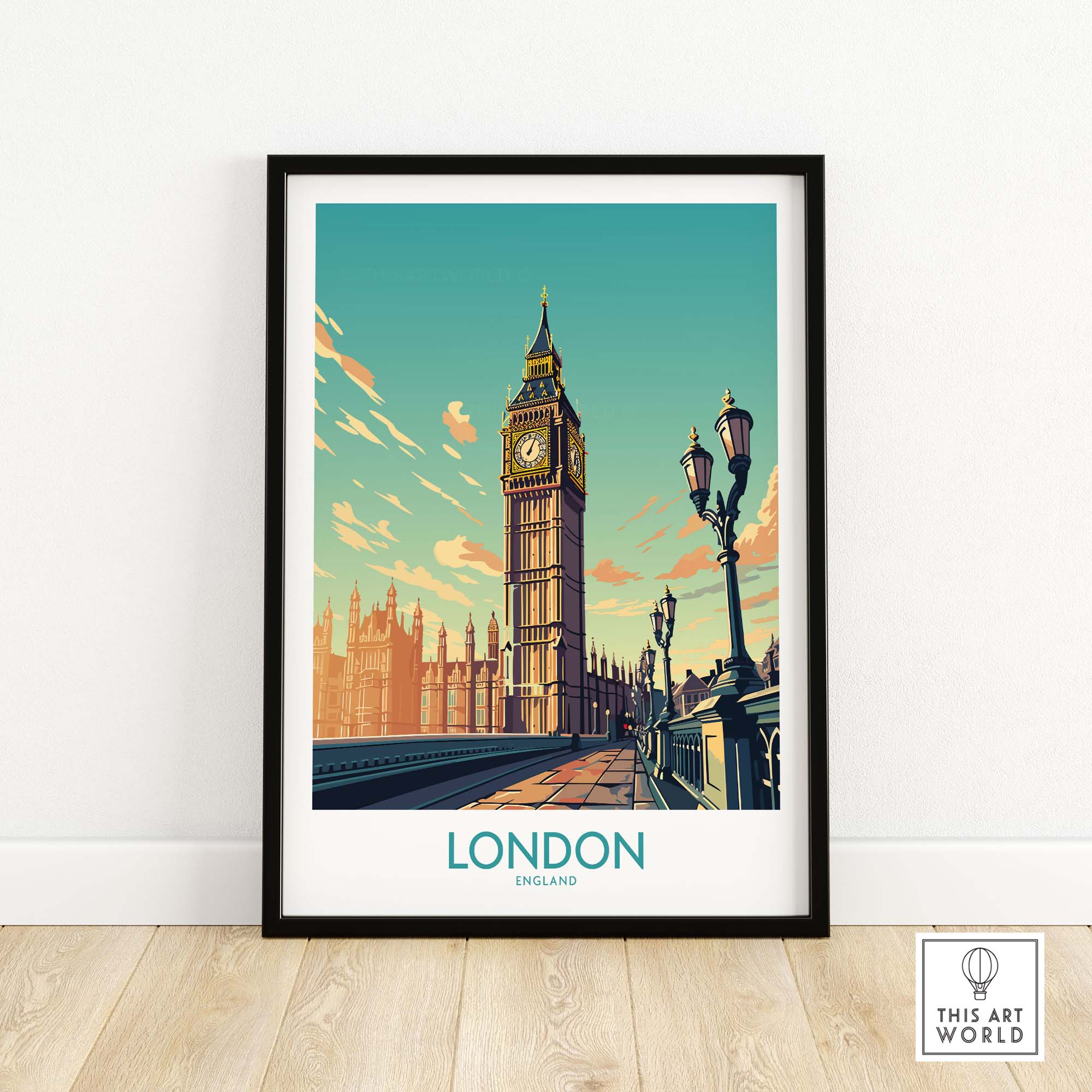 London Wall Art featuring Big Ben in modern style, perfect for enhancing any space or as a unique gift.
