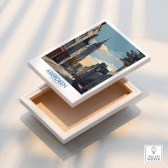 Aberdeen Scotland cityscape travel poster print on canvas, ideal wall art for home decor