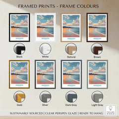 Aberdeen Scotland beach print in 8 frame colors: black, white, natural, brown, gold, silver, dark grey, light grey