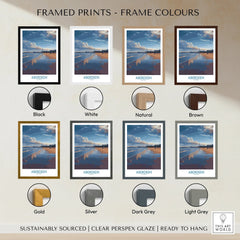 Aberdeen Scotland beach print in 8 frame colors: black, white, natural, brown, gold, silver, dark grey, light grey