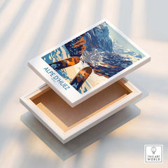 Alpe d'Huez Ski Poster showcasing beautiful winter landscape and skis, perfect for ski enthusiasts and home decor.