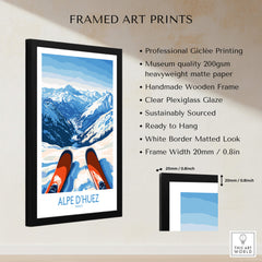 Alpe d'Huez Art Print Winter Sports framed print showcasing stunning winter mountain scenery.