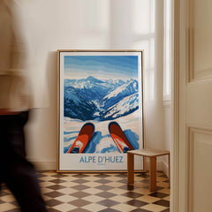 Alpe d'Huez Art Print Winter Sports showcasing breathtaking mountain views and ski gear