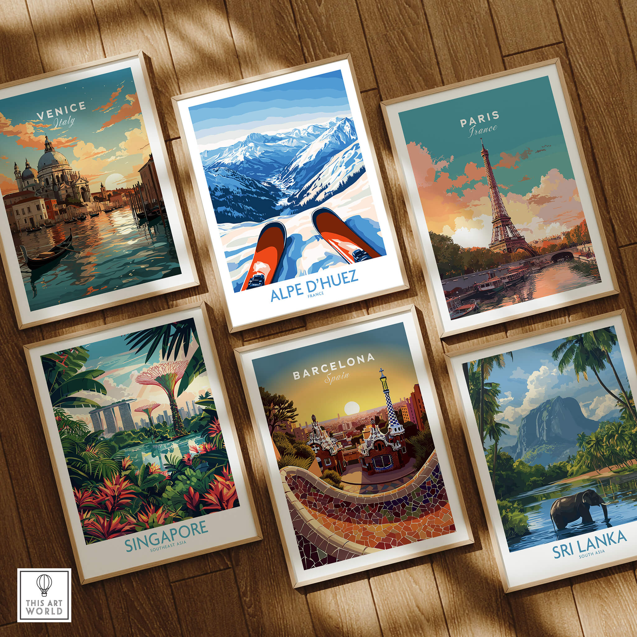 Alpe d'Huez Art Print Winter Sports displayed among other travel art prints.