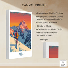 Alps Poster France showcasing vibrant colors and professional Giclée printing on canvas ready to hang.