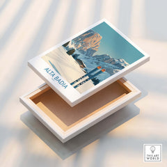 Alta Badia Italy Ski Wall Art - Italian Alps Travel Decor on a white box
