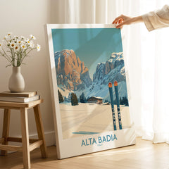 Alta Badia Italy Ski Wall Art - Italian Alps Travel Decor featuring stunning alpine scenery.