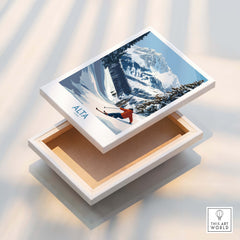 Alta Utah Skiing Adventure Print - Wasatch Mountains Winter Decor on a decorative box with mountain scene.