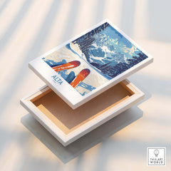 Alta Utah Ski Adventure Poster - Wasatch Range Travel Decor displayed on a decorative box.