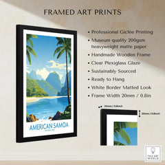 Framed American Samoa National Park art print with tropical landscape and product details