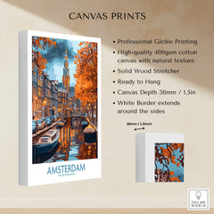 Vibrant Amsterdam Canal View Poster - Colourful Reflection on the Canals Art showcased in a professional Giclée print format.