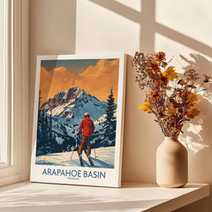 Arapahoe Basin Ski Print - Colorado showcasing a skier against a stunning mountain backdrop.