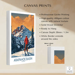 Arapahoe Basin Ski Print - Colorado showcasing a skier against mountains in rich colors, perfect for ski enthusiasts.