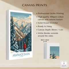 Arapahoe Basin Ski Poster showcasing professional Giclée printing and mountain landscape for decor lovers.