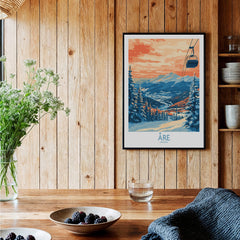 Åre Sweden Wall Art Ski Poster featuring vibrant colors of snowy slopes and mountains, perfect for ski enthusiasts.