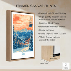 Åre Sweden Wall Art Ski Poster framed canvas print showcasing vibrant colors and ski slopes in Åre.