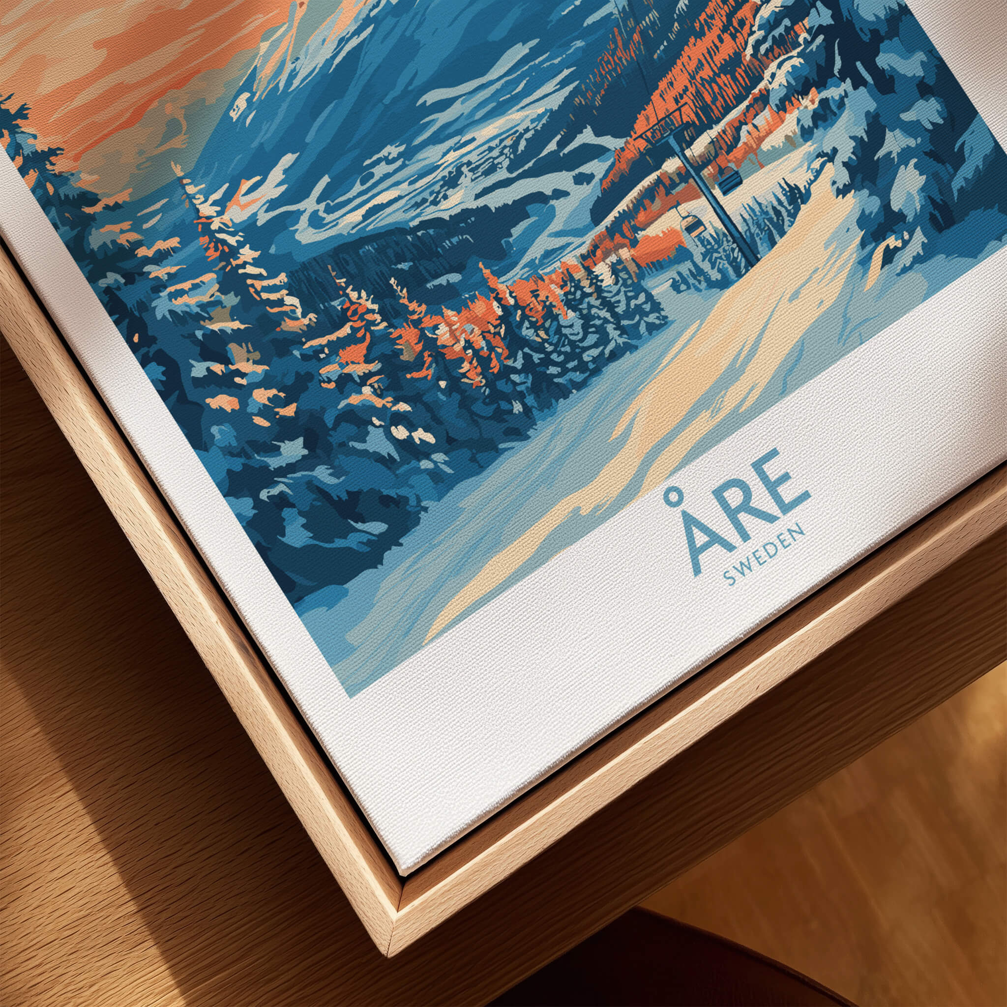 Åre Sweden Wall Art Ski Poster featuring vibrant colors and scenic mountain landscape.