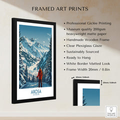 Arosa Wall Art Print Switzerland framed art print featuring stunning Swiss ski slopes and a vibrant landscape.