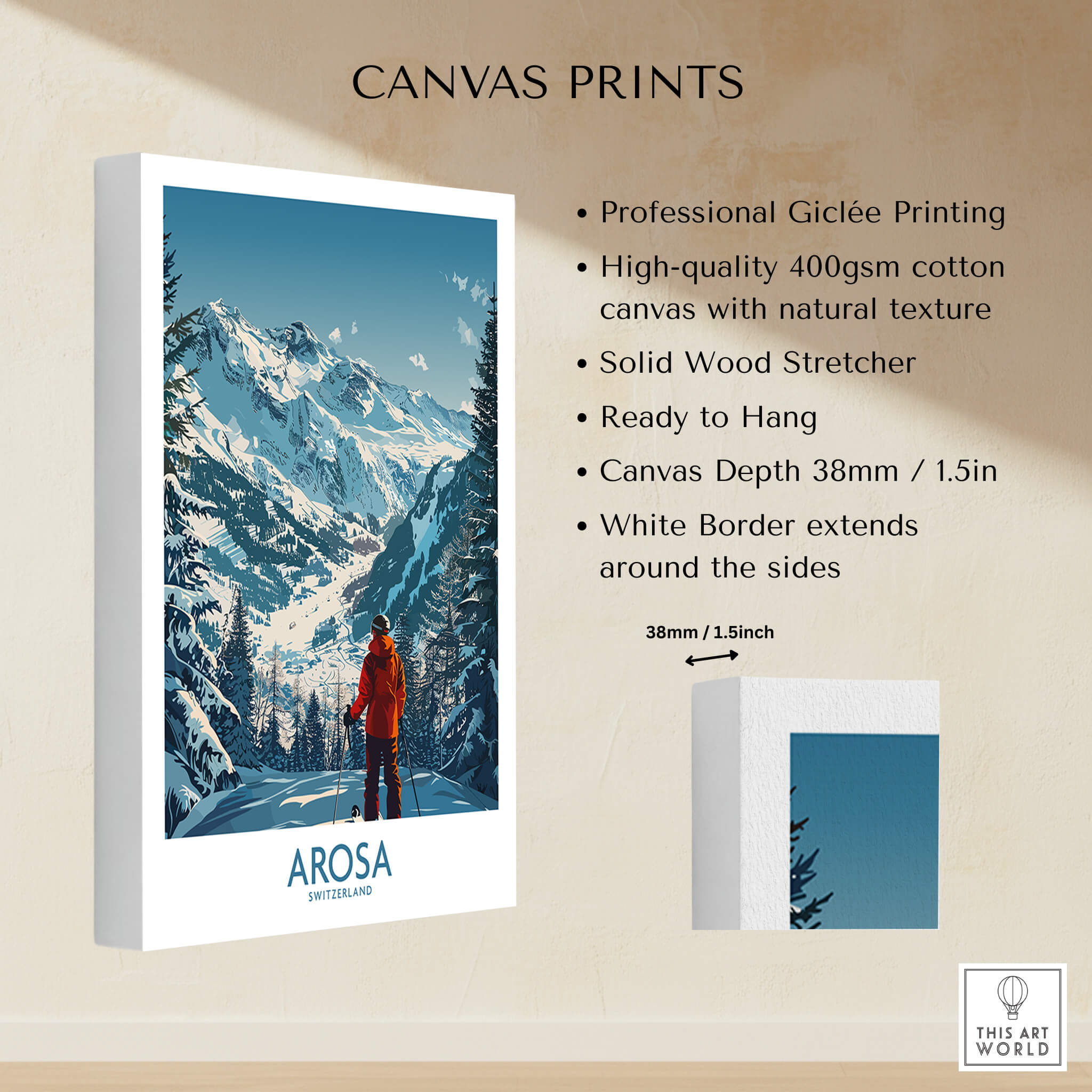 Arosa Wall Art Print Switzerland featuring a scenic mountain view and ready to hang for elegant decor.