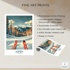 Aspen Ski Print - Colorado featuring professional Giclée printing and beautiful mountain scenery.