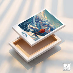 Aspen Wall Art featuring a stylish Ski Poster design with a scenic mountain backdrop.