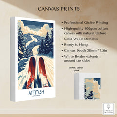 Attitash Ski Poster showcasing professional Giclée printing and vibrant ski slopes design