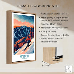Attitash Ski Wall Art Print framed canvas with professional giclée printing and natural texture.
