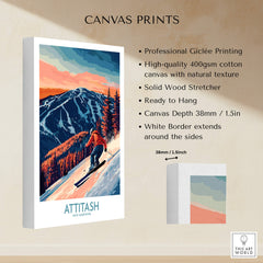 Attitash Ski Wall Art Print featuring a skier on a snowy mountain, showcasing professional Giclée printing.