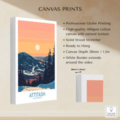 Attitash Poster New Hampshire canvas print showcasing stunning mountain imagery and vibrant colors.