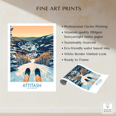 Attitash Ski Art Print showcasing a beautiful winter landscape with skis, perfect for ski enthusiasts.