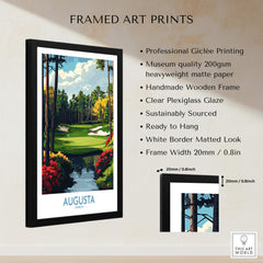 Augusta Georgia Masters Golf Poster - Championship Fairway Wall Art featuring framed print details and design.