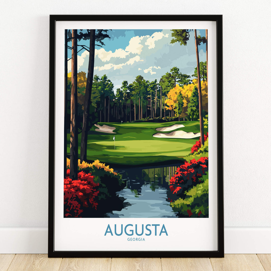 Augusta Georgia Masters Golf Poster - Championship Fairway Wall Art featuring a vibrant golf course scene.