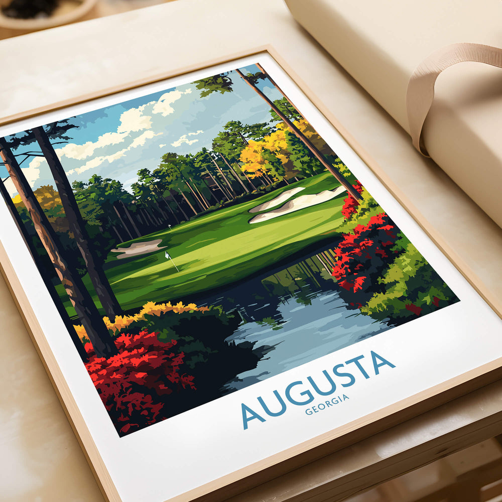 Augusta Georgia Masters Golf Poster - Championship Fairway Wall Art featuring vibrant golf course landscape.