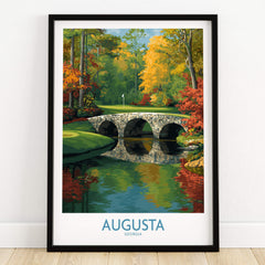 Augusta Georgia Stone Bridge Golf Print - Famous 12th Hole Golf Course Rae's Creek Bridge