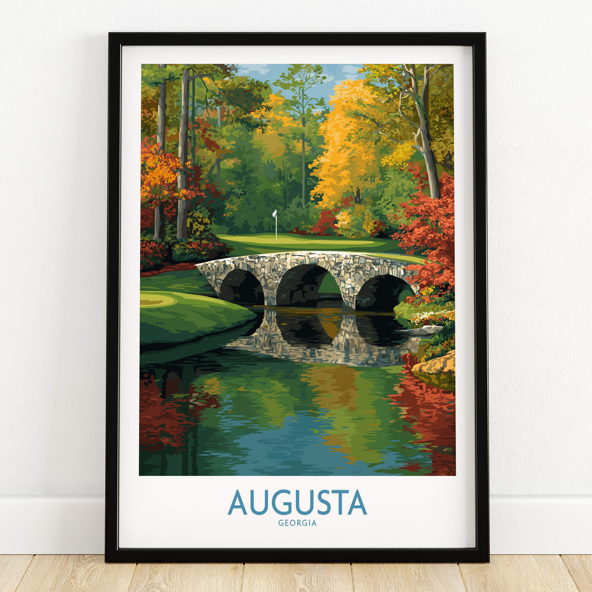 Augusta Georgia Stone Bridge Golf Print - Famous 12th Hole Golf Course Rae's Creek Bridge