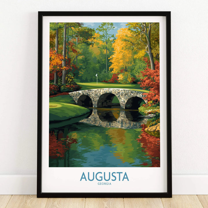 Augusta Georgia Stone Bridge Golf Print - Famous 12th Hole Golf Course Rae's Creek Bridge