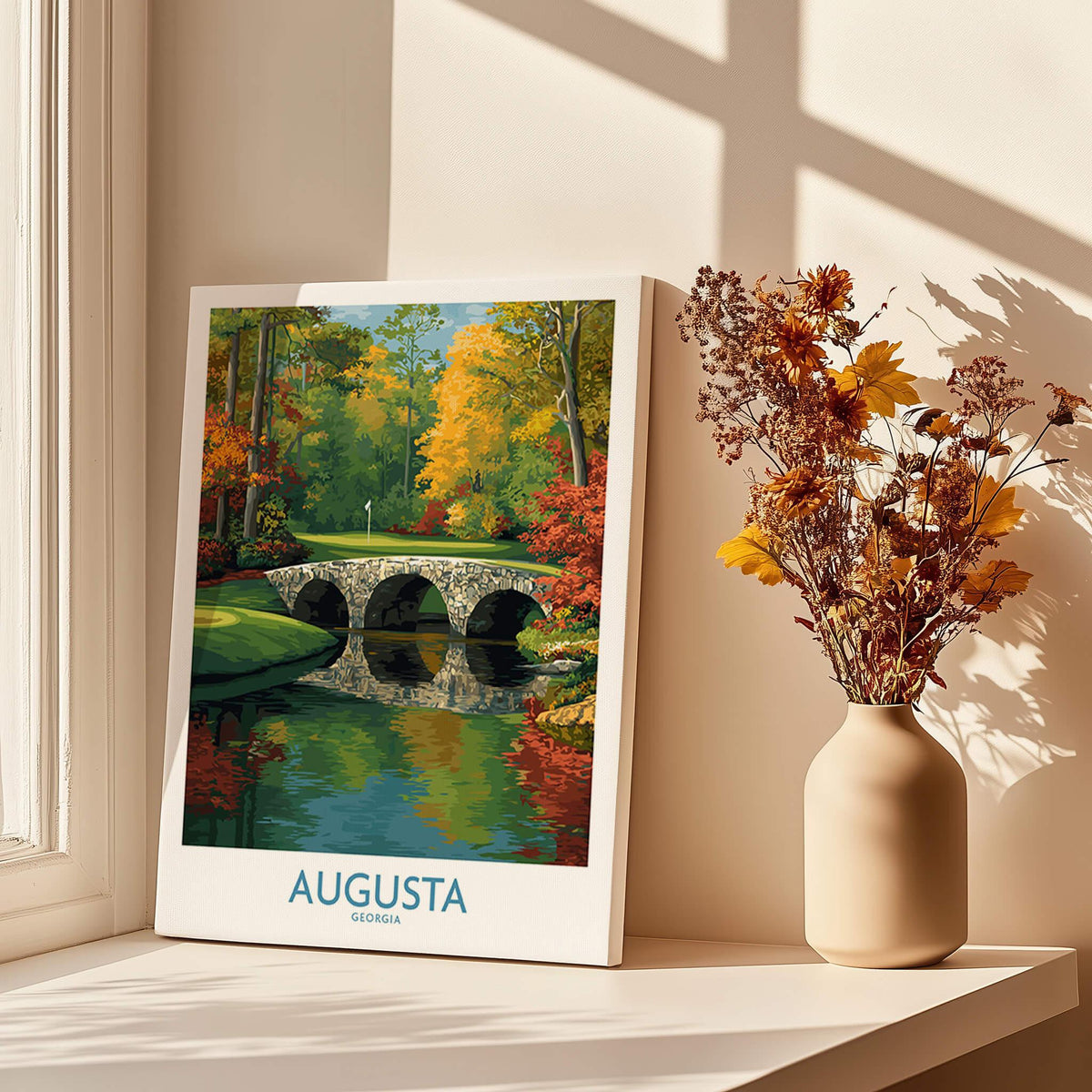 Augusta Georgia Stone Bridge Golf Print - Famous 12th Hole Golf Course Rae's Creek Bridge
