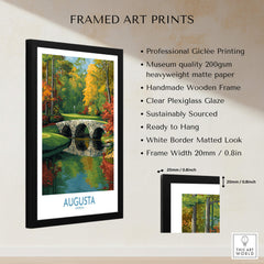 Augusta Georgia Stone Bridge Golf Print - Famous 12th Hole Golf Course Rae's Creek Bridge framed art print details