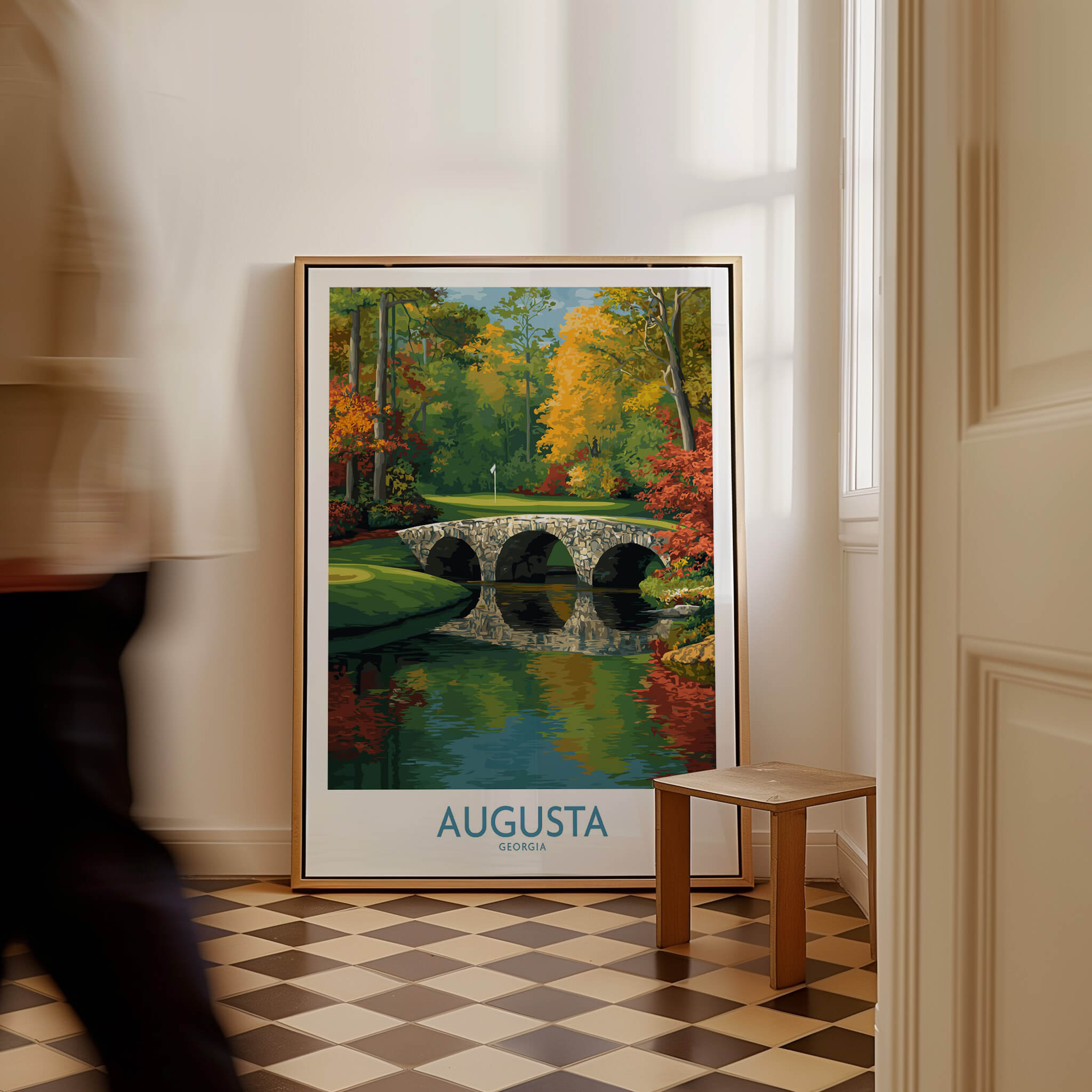 Augusta Georgia Stone Bridge Golf Print - Famous 12th Hole Golf Course Rae's Creek Bridge