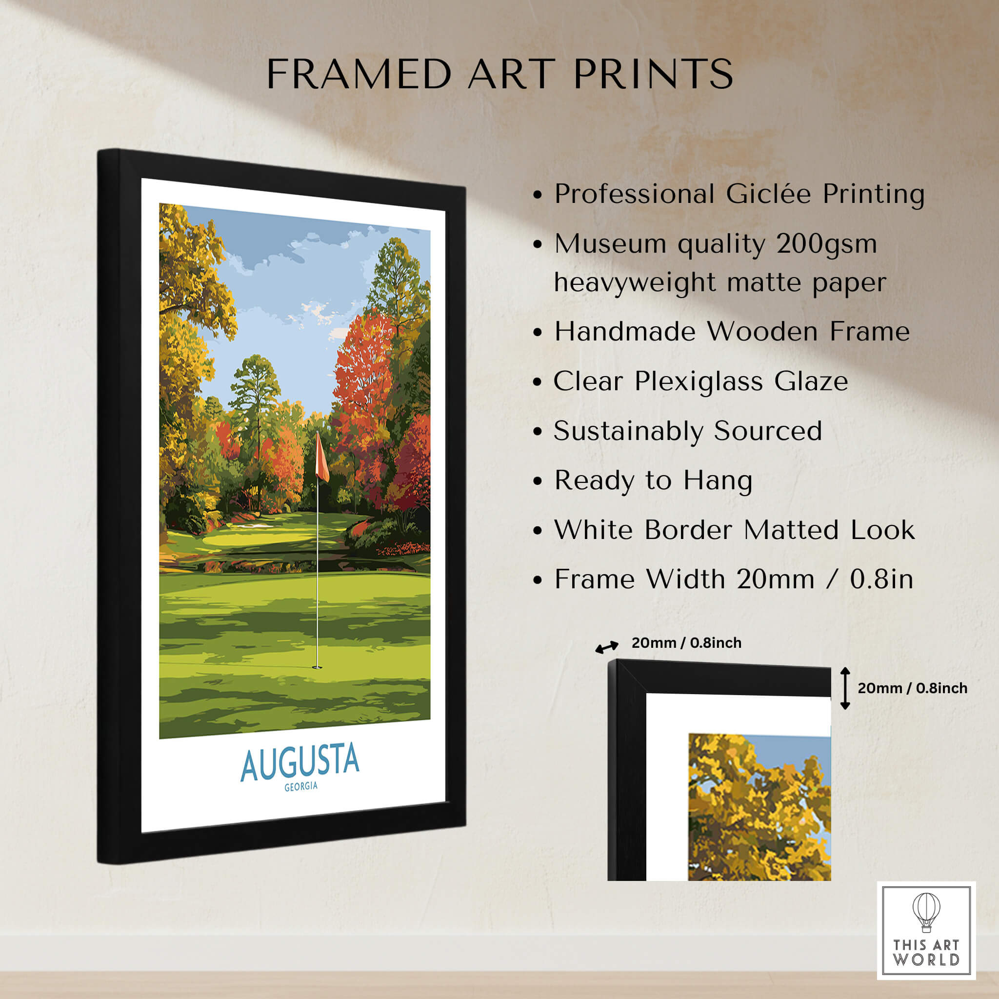 Augusta National Golf Print - Georgia Wall Art framed art print showcasing golf's iconic landscape.